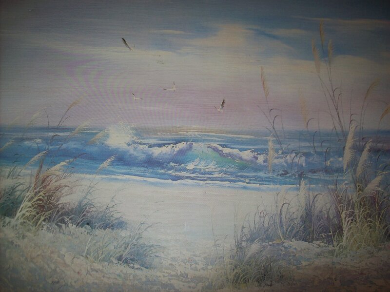 Seagulls over Ocean Waves — Blue, Serene
