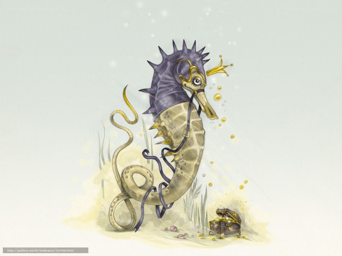 seahorse with treasure