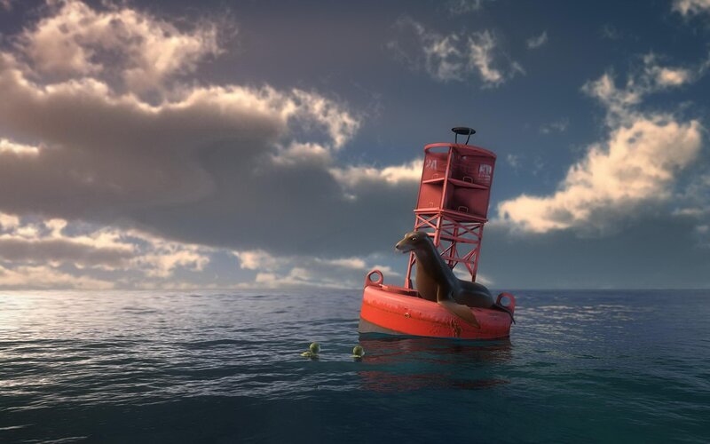 Seal on a red buoy