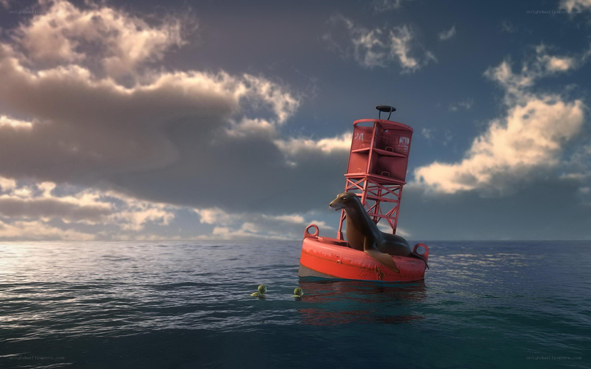 Seal on a red buoy