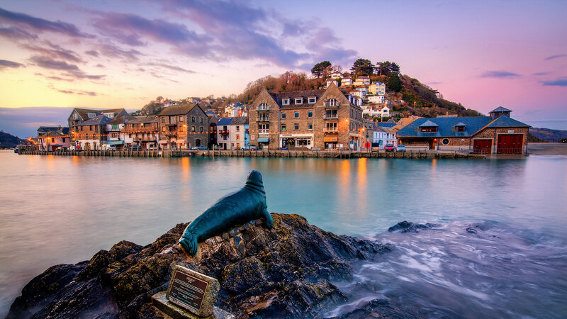 Seal Statue on Rock — Blue