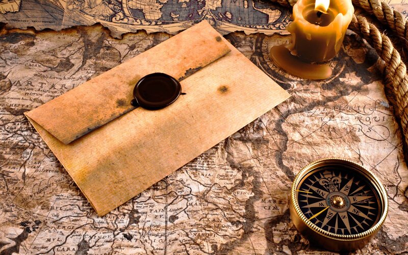 Sealed Letter on Map — Brown