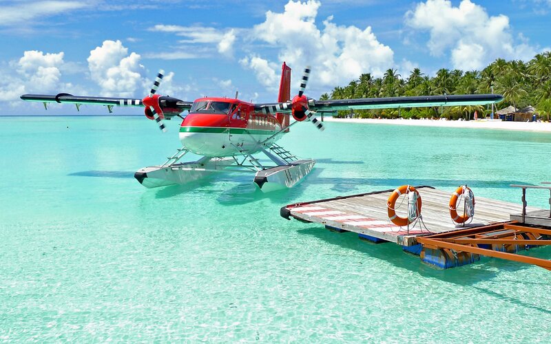 Seaplane at Dock — Blue