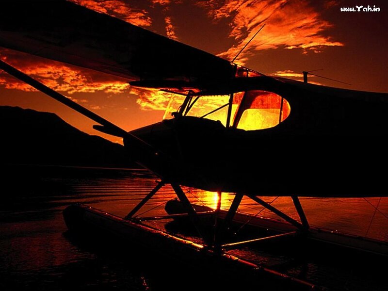 Seaplane at sunset