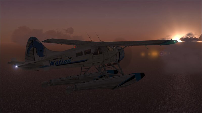 seaplane at sunset