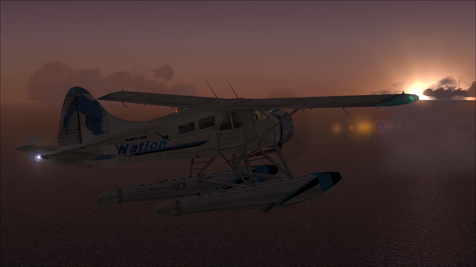 seaplane at sunset