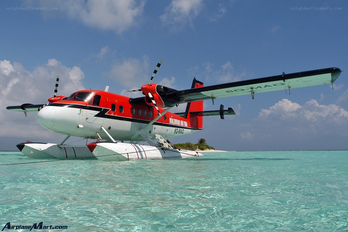 Seaplane at tropical island