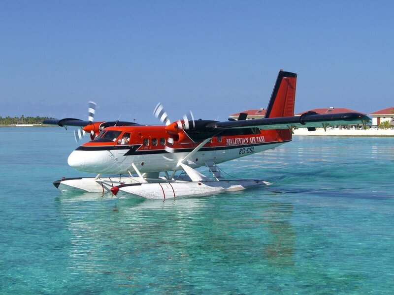 Seaplane at tropical resort