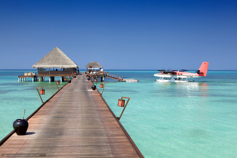 Seaplane at tropical resort
