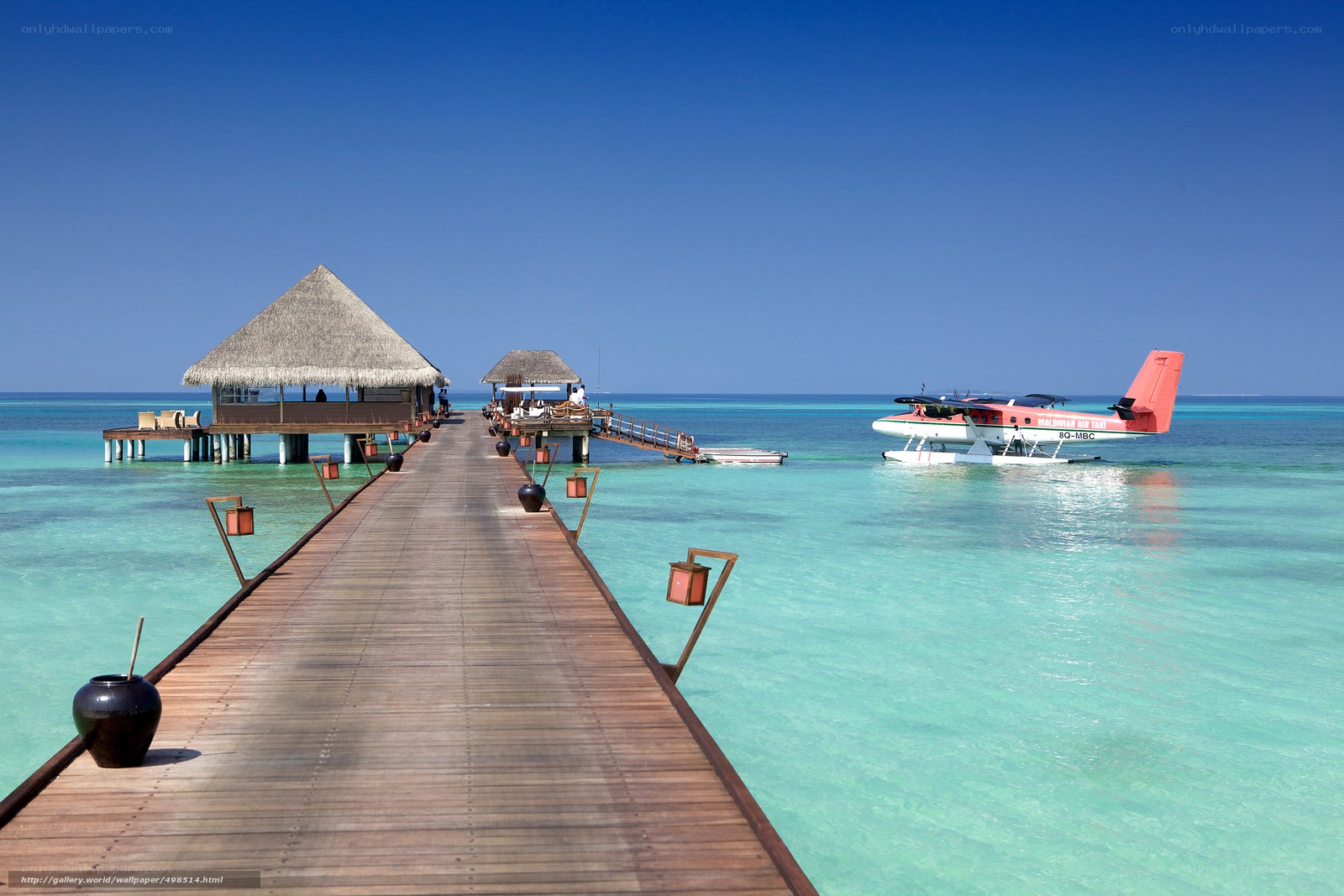 Seaplane at tropical resort