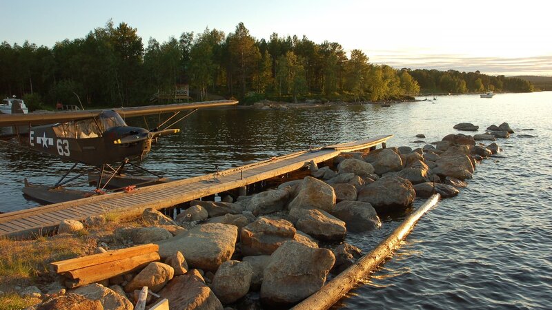Seaplane at Wooden Dock