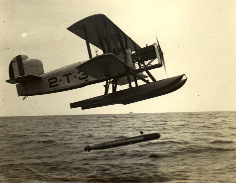 Seaplane dropping a torpedo