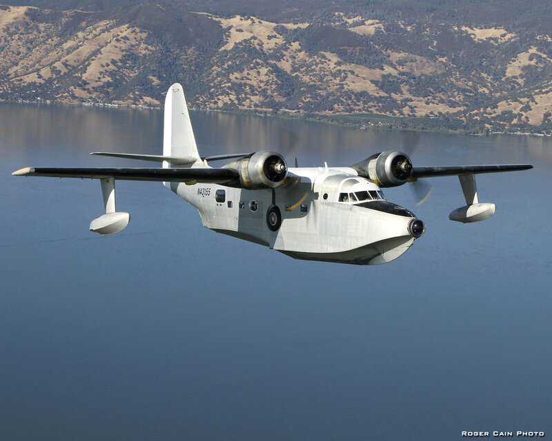 Seaplane Flying over Lake