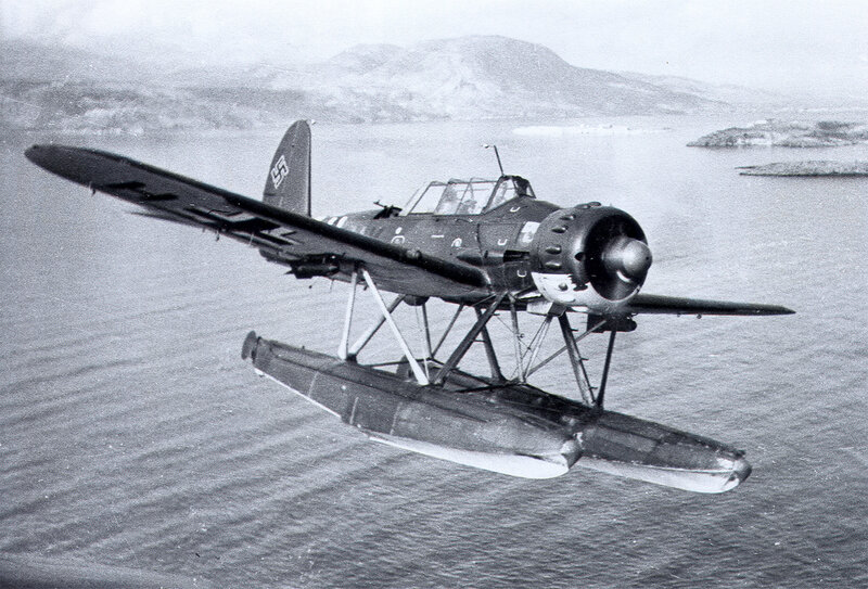 Seaplane Flying over Water — Black