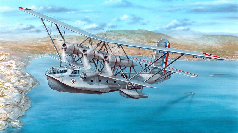 Seaplane Flying over Water — Blue, Serene