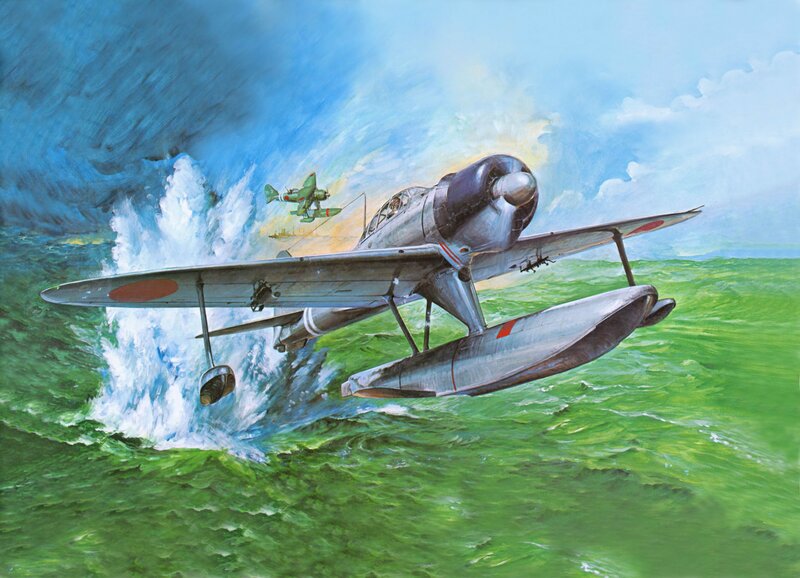 Seaplane in Flight — Green