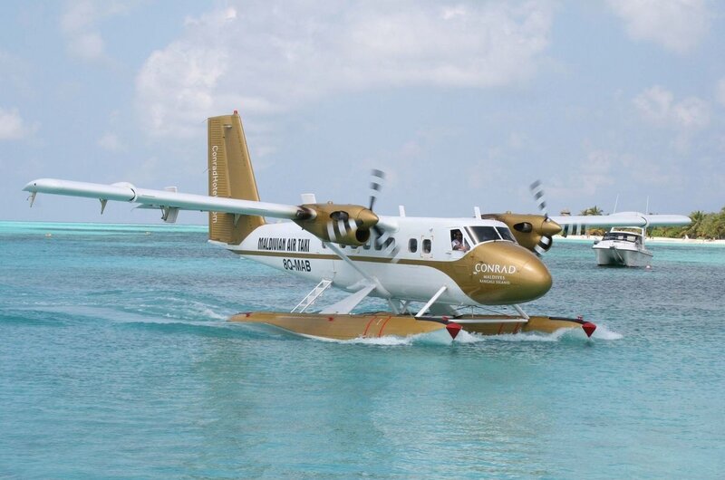 Seaplane landing in Maldives