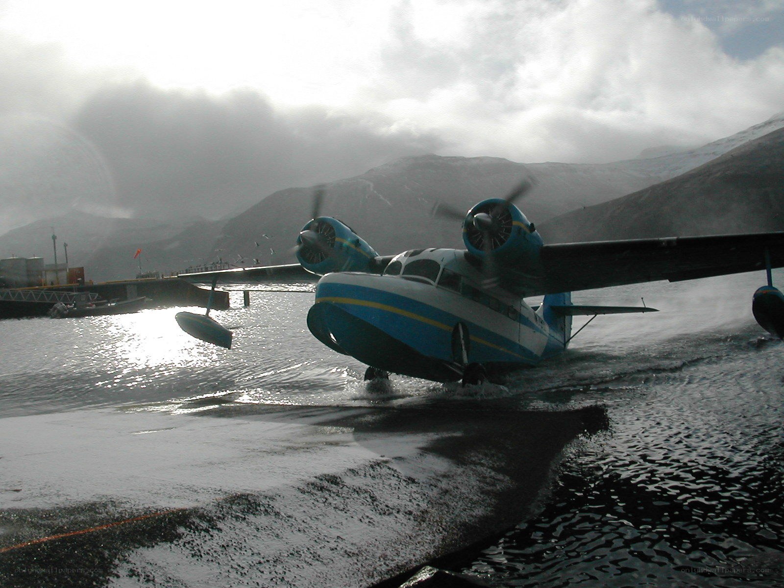 seaplane landing on water