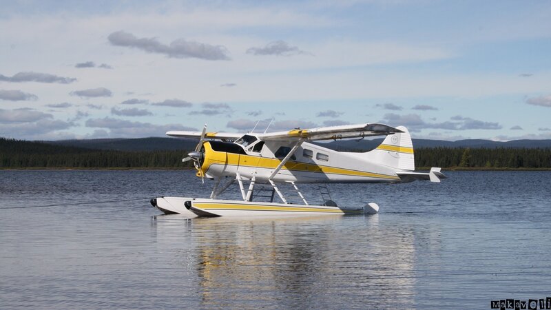 Seaplane on a calm lake
