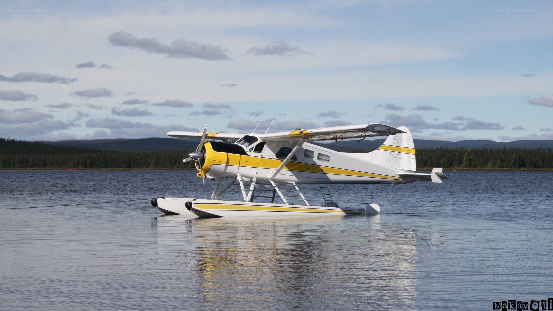 Seaplane on a calm lake
