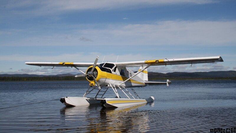 Seaplane on a calm lake