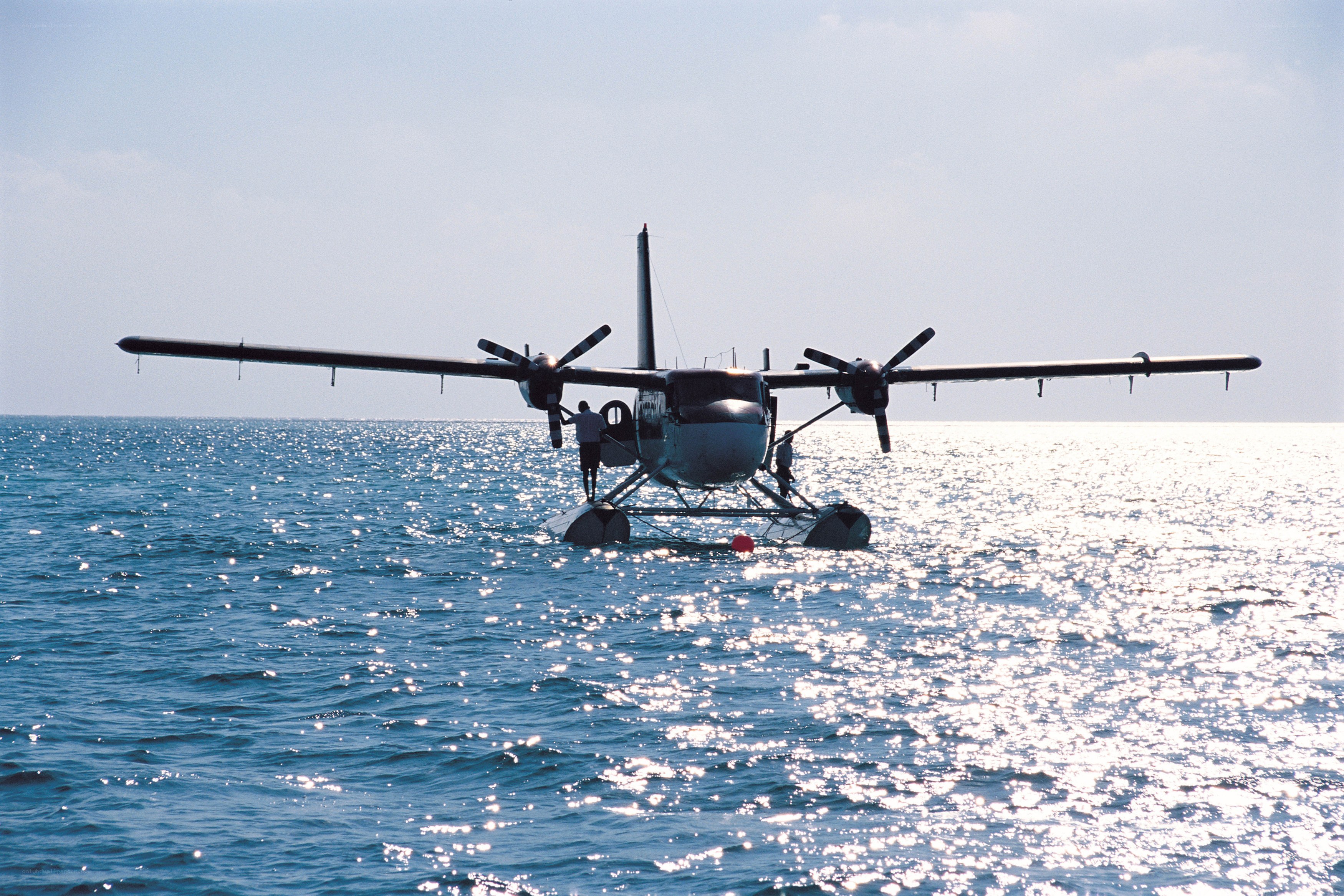 Seaplane on calm ocean