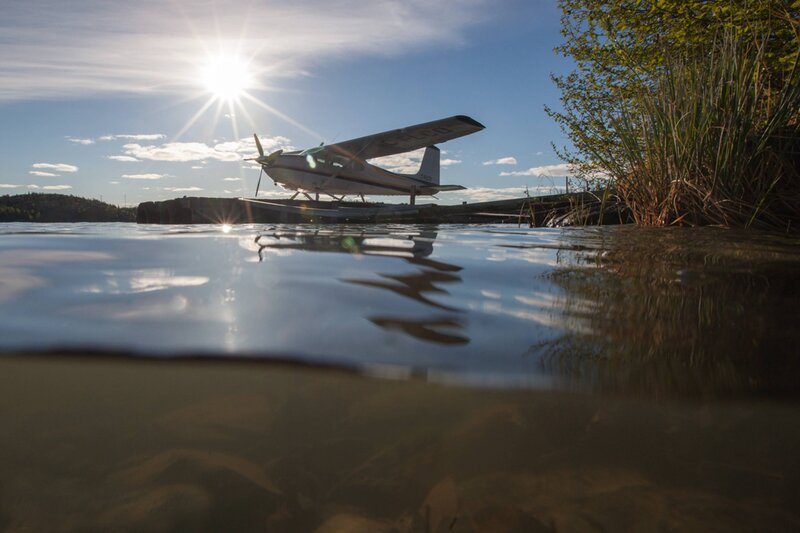 Seaplane on Lake — Blue, Serene, Afternoon, Photograph, Sun