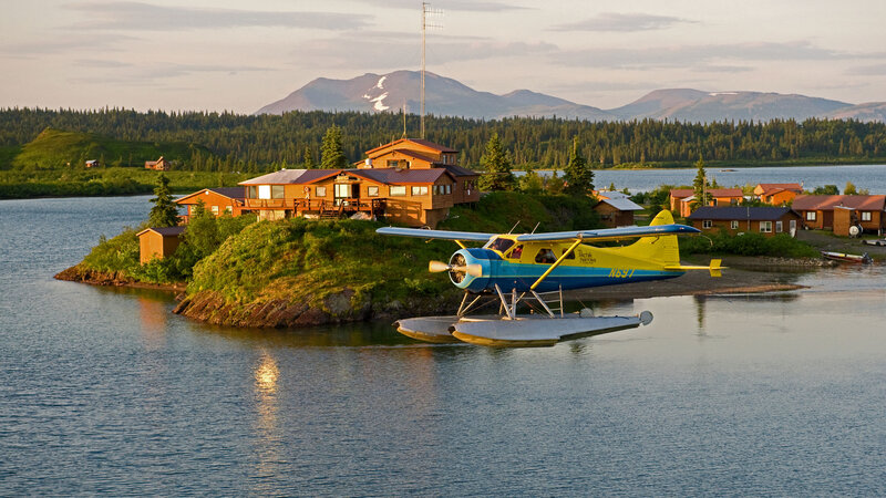 Seaplane on Lake — Blue, Serene, Sunset