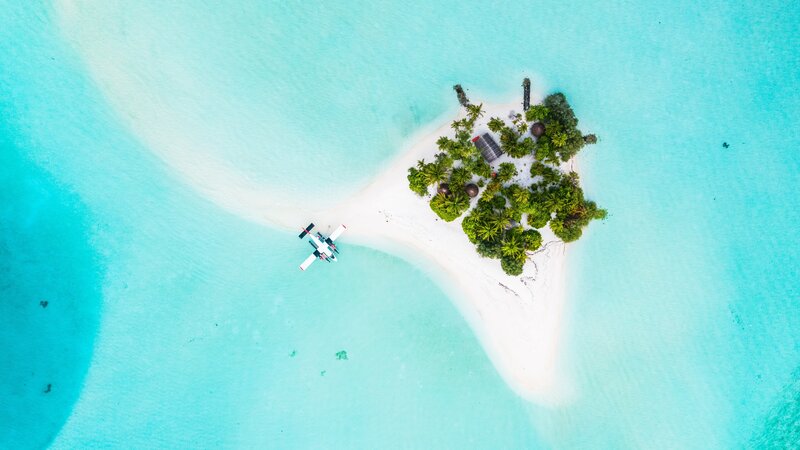 Seaplane on Tropical Island