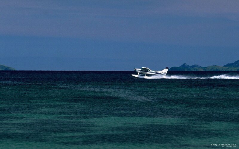 seaplane on tropical water