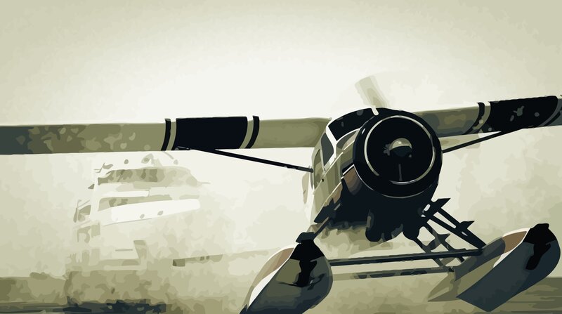 Seaplane on Water — Beige