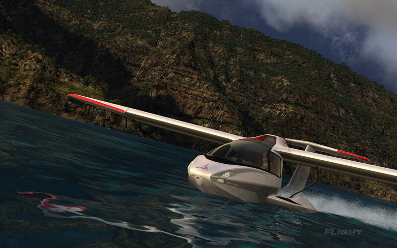 Seaplane on Water — Blue, Dramatic, 3d Render