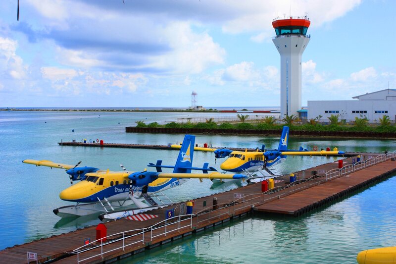 Seaplanes at a tropical airport