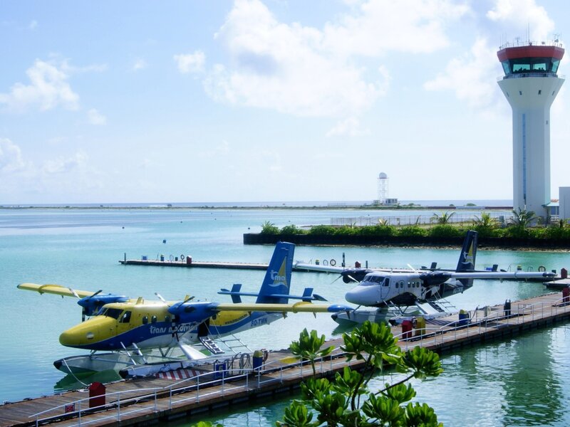 Seaplanes at Dock — Blue, Serene