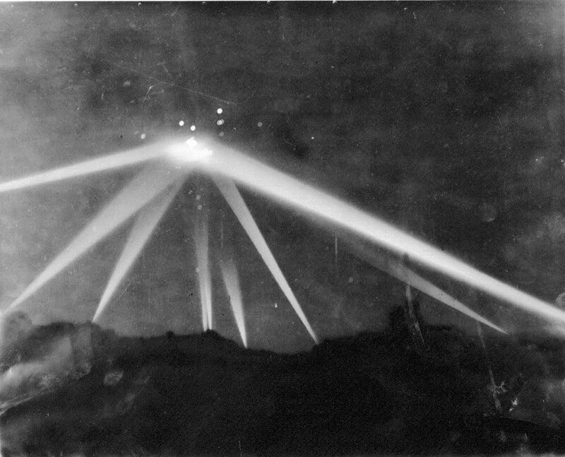 Searchlights at night