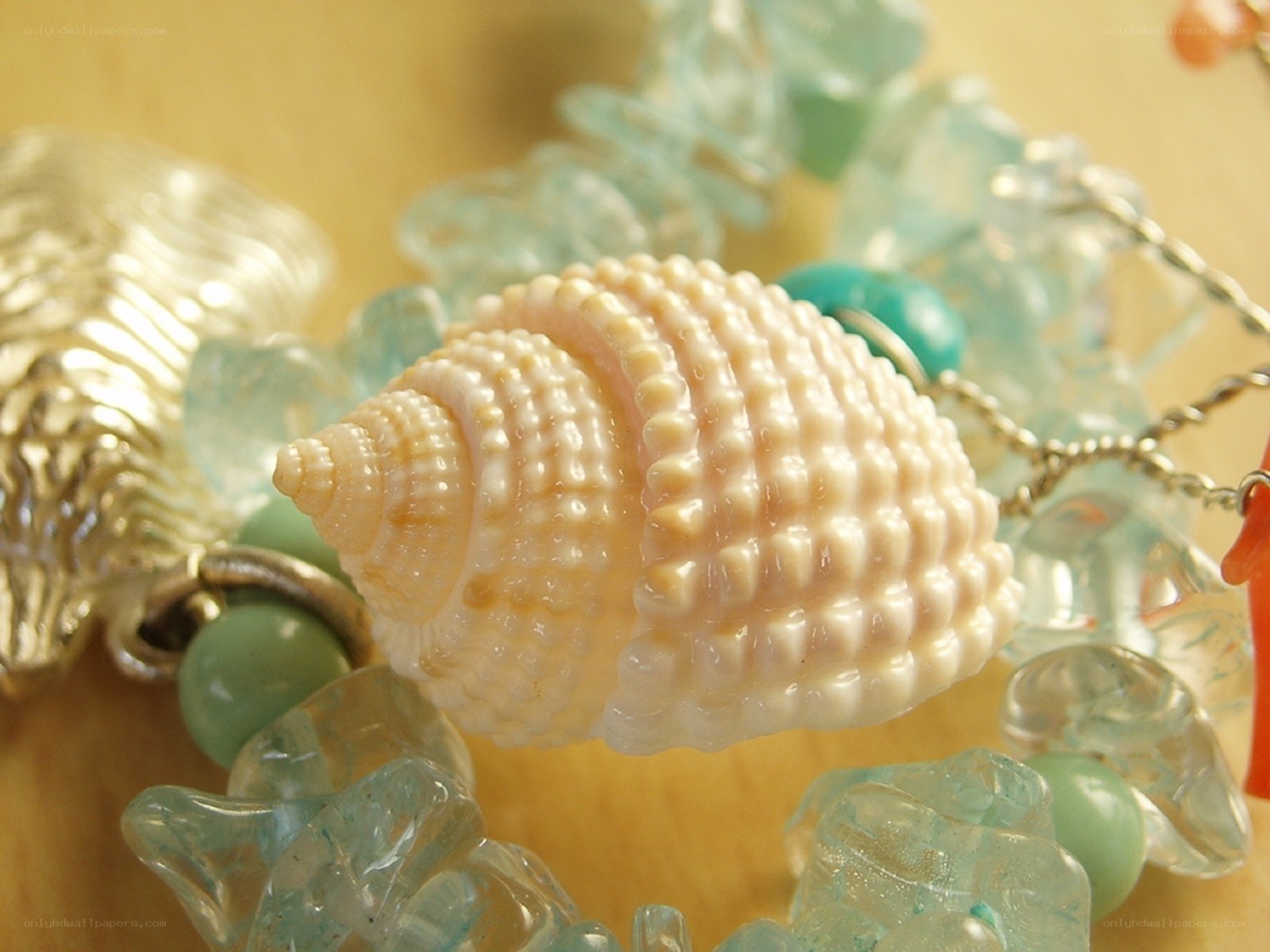seashell and glass bead necklace