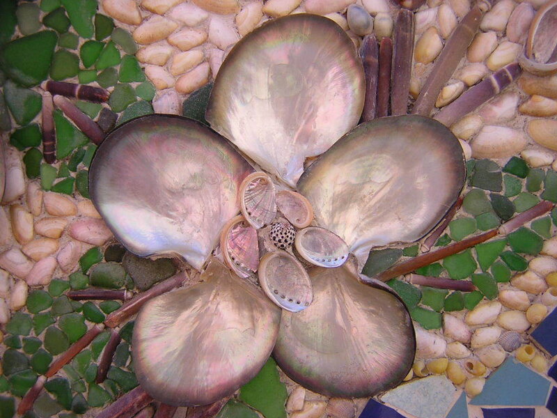 seashell mosaic flower art