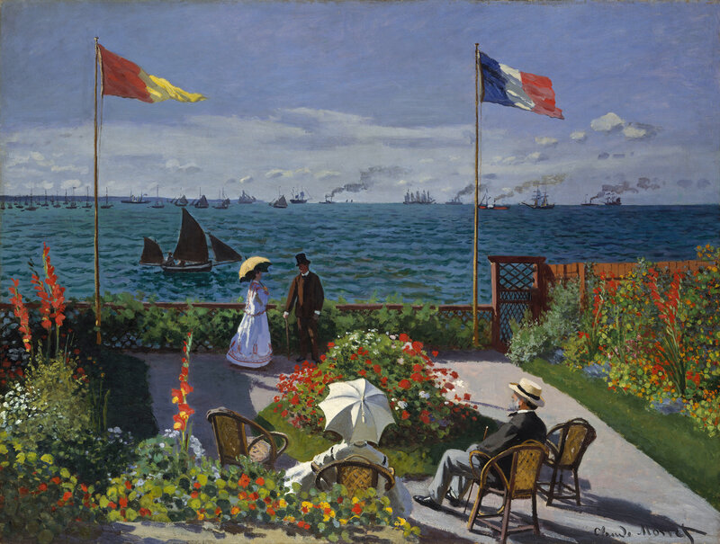 Seaside Garden with Flags