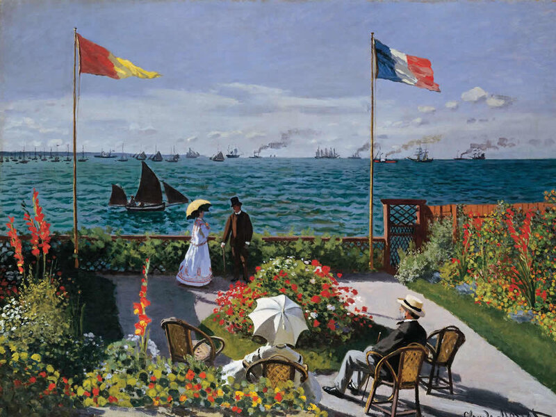 Seaside Garden with Flags