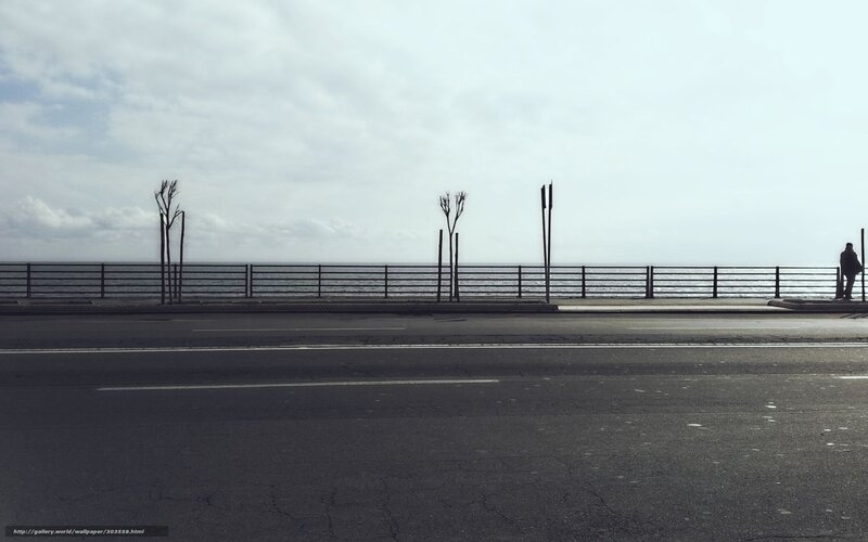 Seaside road with a person