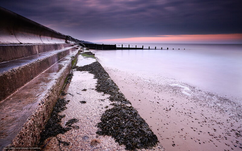 Seaside steps at dusk
