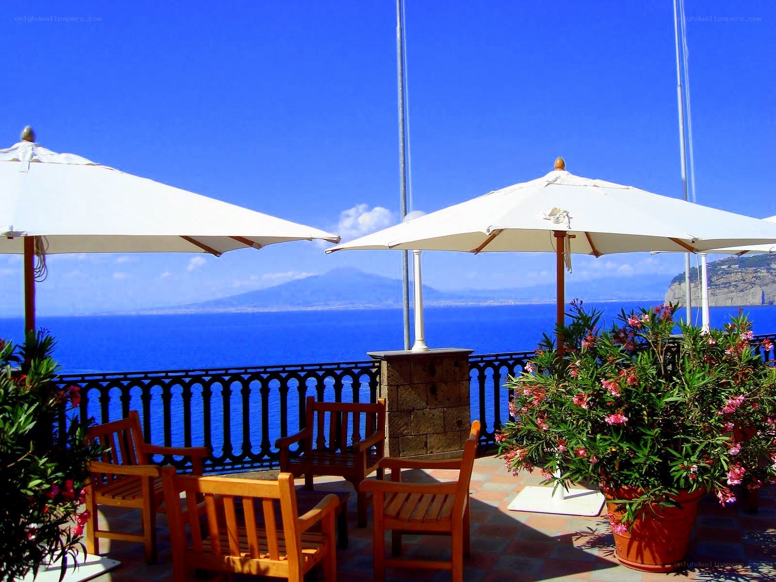 Seaside terrace with ocean view