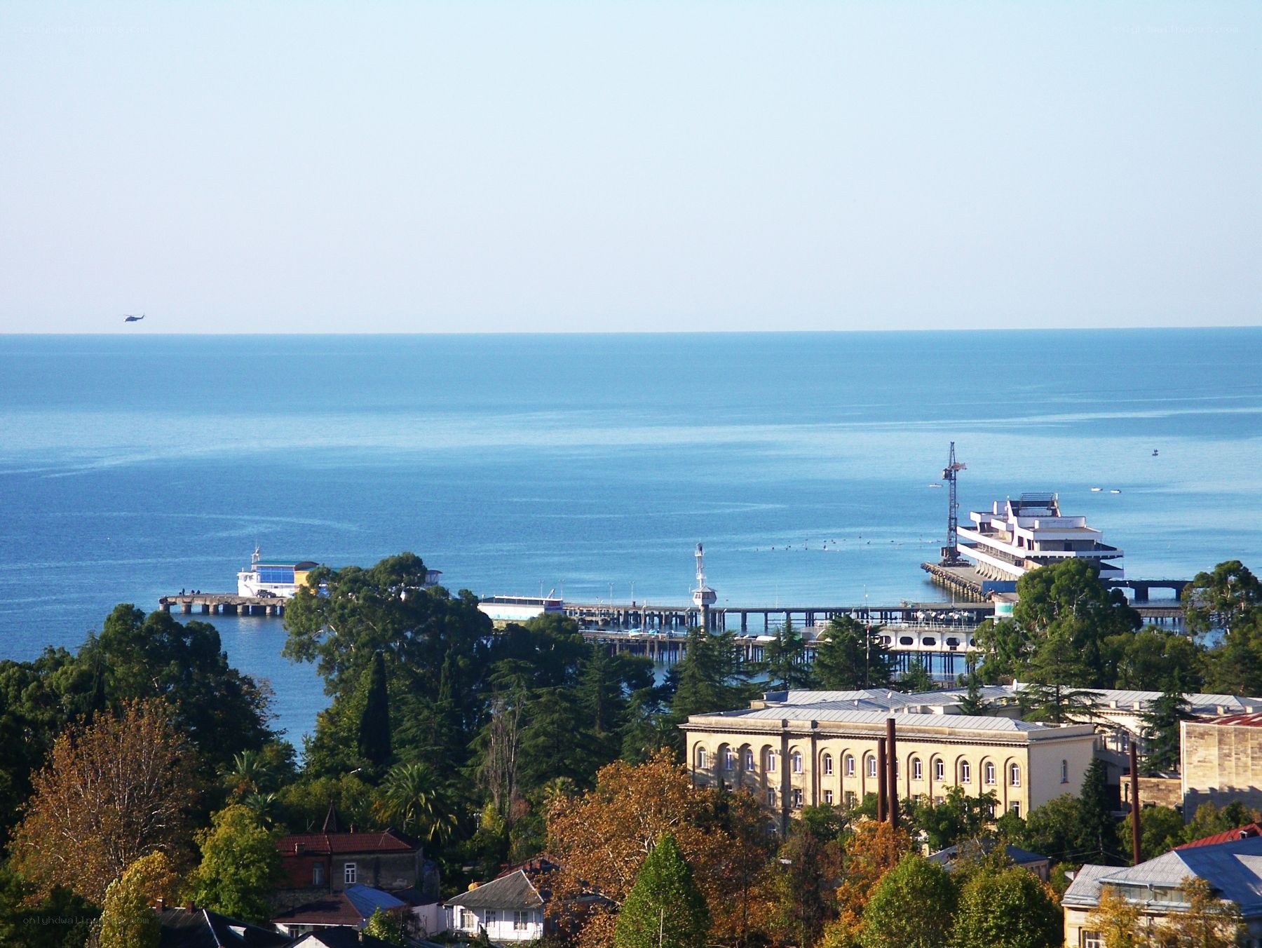 Seaside town with pier