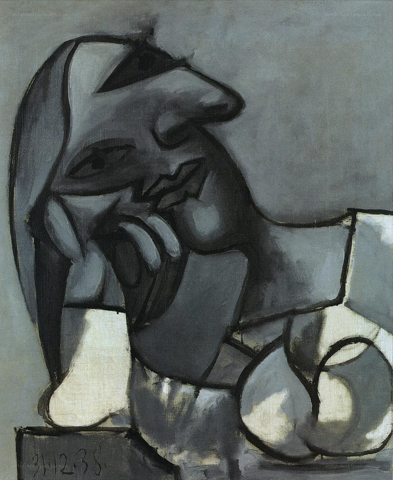 Seated Figure in Gray Tones