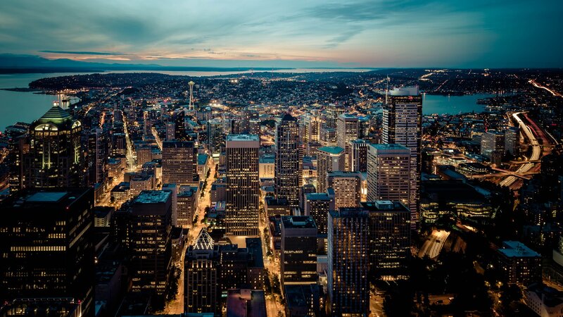 Seattle City Skyline — Blue