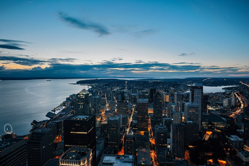Seattle Cityscape at Dusk — Blue, Serene