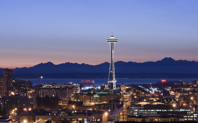 Seattle Cityscape at Dusk — Blue