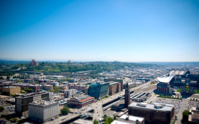 Seattle cityscape with tilt-shift effect