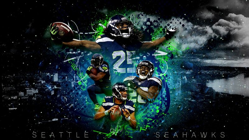 Seattle Seahawks Players — Blue, Dramatic, Night