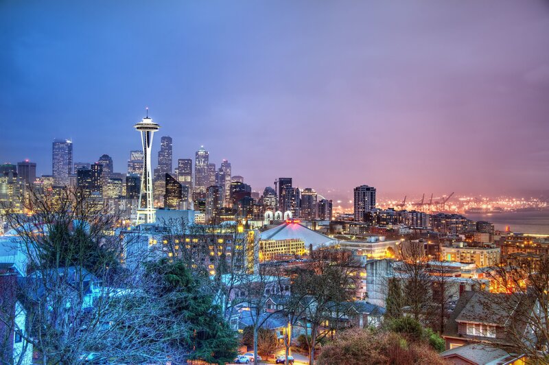 Seattle skyline at dusk